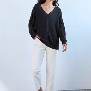 Wilfred Free Relaxed Chenille V-Neck Sweater - Black Aritzia